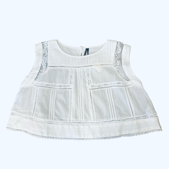 Anthropologie Sleeveless Boxy Pintuck Top in Whiite Size S. NWT - Picture 5 of 12